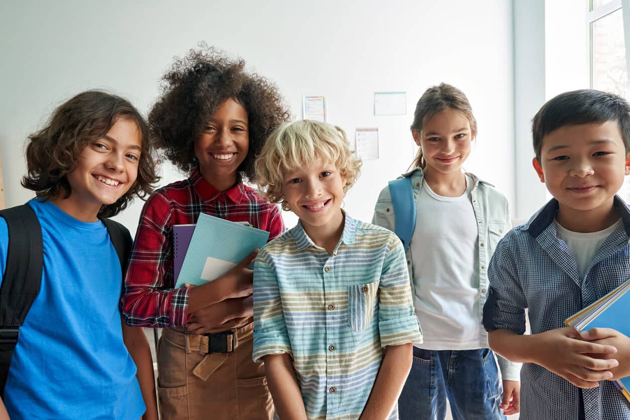 Children smiling at school
