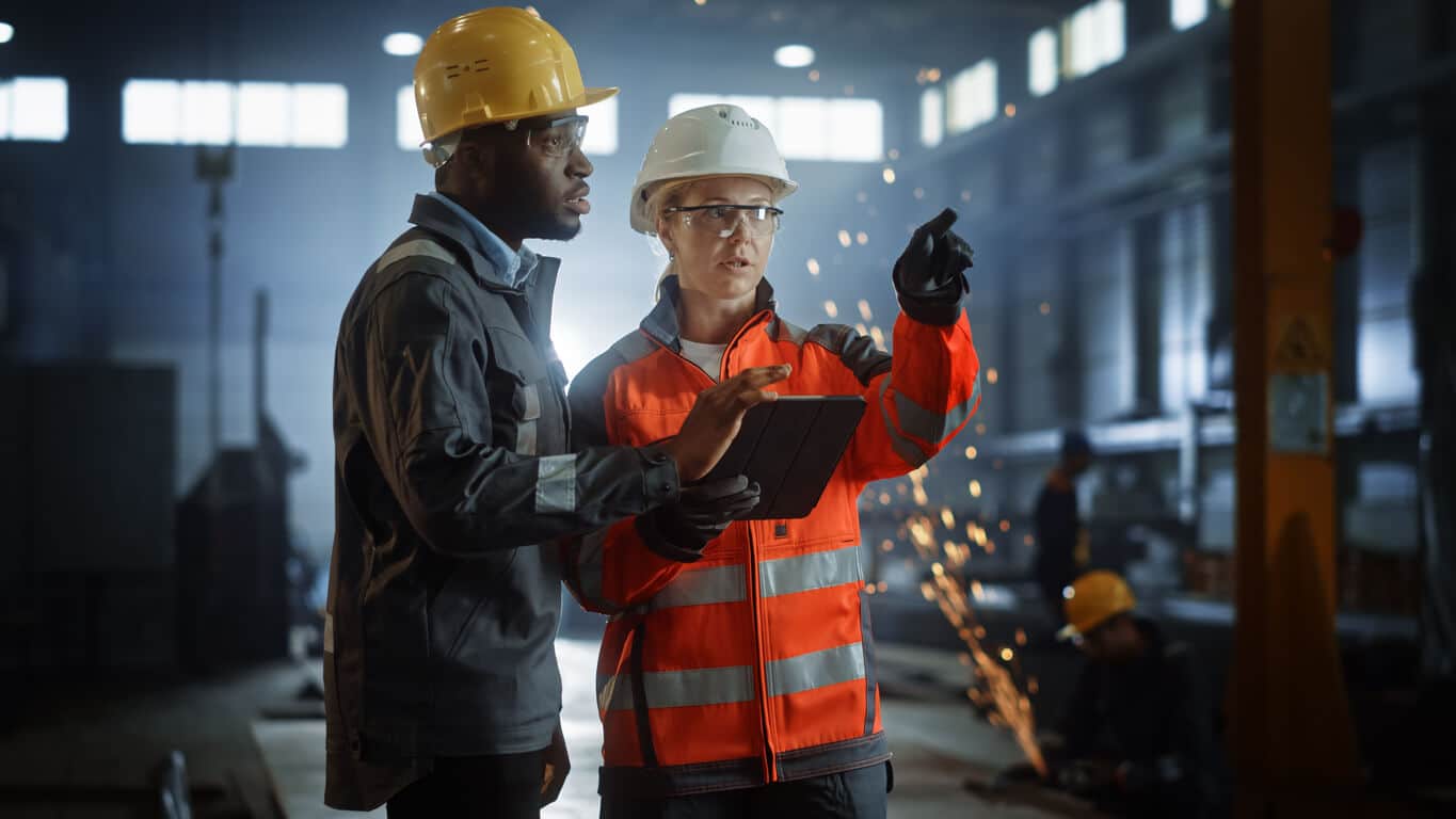 Workers in an industrial setting