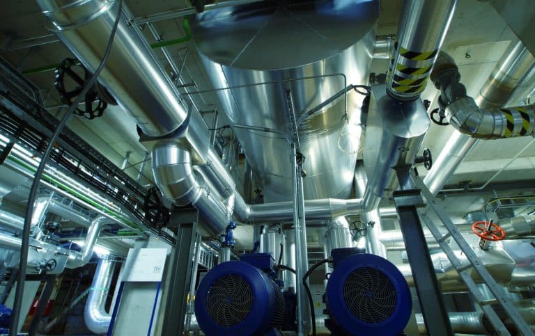 Air cleaner system in an industrial setting.