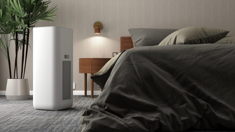 Air filter machine in a bedroom